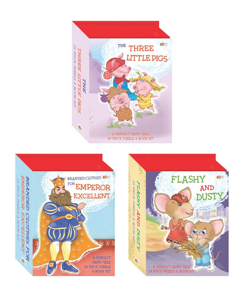 Art Factory Novelty Gifts : Read & Play Box : Set of 3 : Book & Jigsaw : Fairy Tale For Kids The Kids Circle