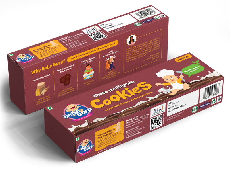 Bebe Burp Organic Baby Food Choco Multigrain Cookies - 150 gm The Kids Circle