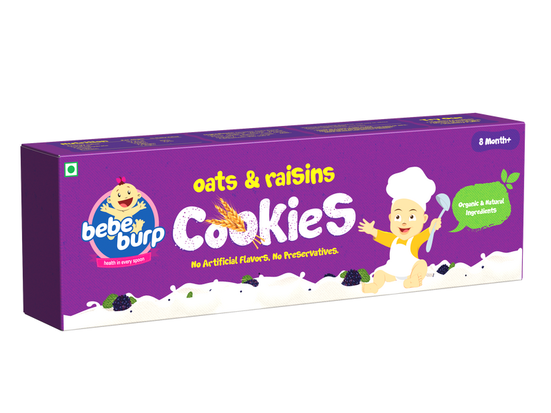 Bebe Burp Organic Baby Food Oats & Raisins Cookies - 150 gm The Kids Circle