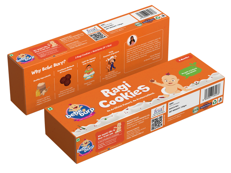 Bebe Burp Organic Baby Food Ragi Cookies - 150 gm The Kids Circle