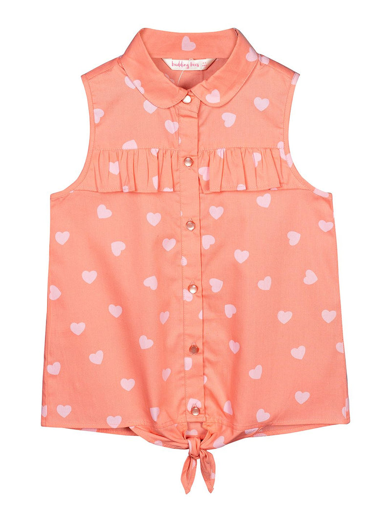 Budding Bees Girls Heart Printed Knotted Top The Kids Circle