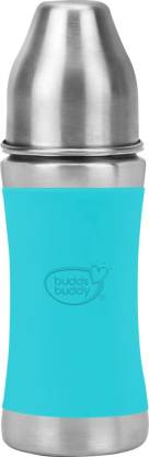 Buddsbuddy Magnum Plus Stainless Steel 2 in 1 Wide Neck Baby Feeding Bottle - 250  (Blue) The Kids Circle