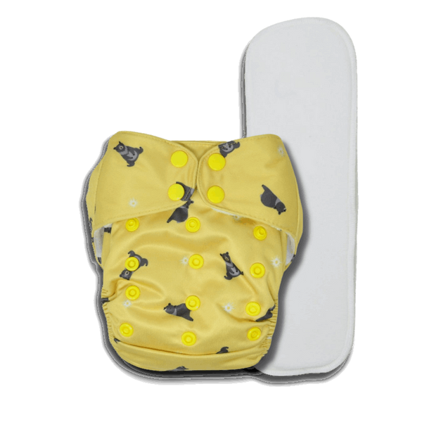 BUM PRINT BABY Freesize Pocket Cloth Diaper | 5 to 17 KG Baby | Contains 1 Waterproof outerÃ‚Â + 1 Bamboo-Cotton Basic Insert | Reusable and Washable, Best for Daytime (Grizzly)