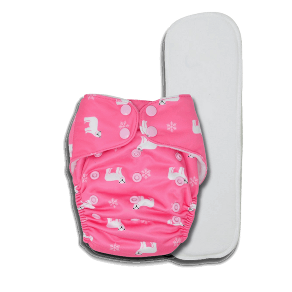 BUM PRINT BABY Freesize Pocket Cloth Diaper | 5 to 17 KG Baby | Contains 1 Waterproof outerÃ‚Â + 1 Bamboo-Cotton Basic Insert | Reusable and Washable, Best for Daytime (Polar Bear)