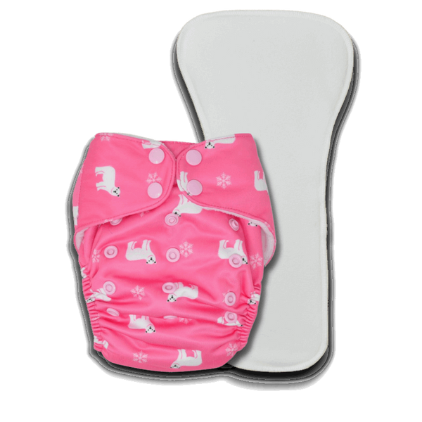 BUM PRINT BABY Freesize Pocket Cloth Diaper | 5 to 17 KG Baby | Contains 1 Waterproof OuterÃ‚Â + 1 Bamboo-Cotton Trunk Insert | Reusable and Washable, Best for Nighttime (Polar Bear)