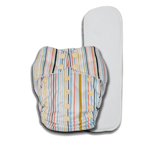 BUM PRINT BABY Freesize Pocket Cloth Diaper | 5 to 17 KG Baby | Contains 1 Waterproof outerÃ‚Â + 1 Bamboo-Cotton Basic Insert | Reusable and Washable, Best for Daytime (Stripes)