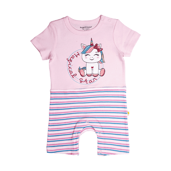 Buzzee Babies Premium Organic Cotton Half Sleeve Baby Romper|Playsuit for Boys & Girls-BALLERINA