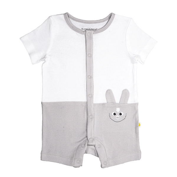 Buzzee Babies Premium Organic Cotton Half Sleeve Baby Romper|Playsuit for Boys & Girls-WHITE/MICRO-CHIP