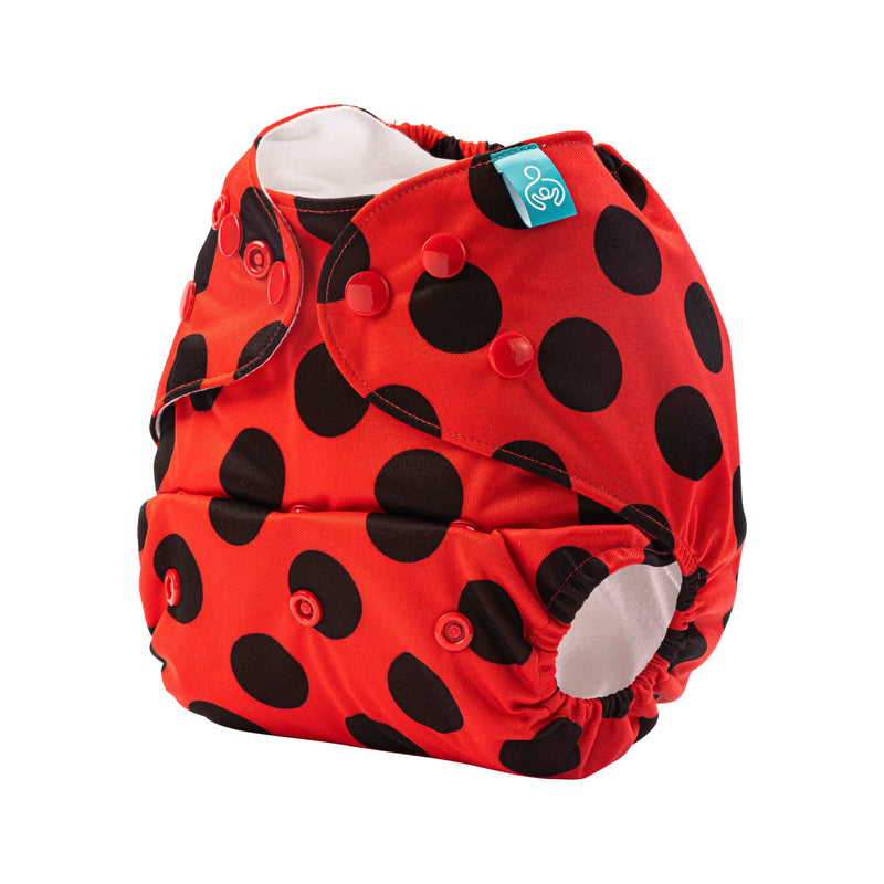 Bumberry Adjustable Lady Bug Print Reusable Pocket Style Cloth Diaper Cover With 1 Wet Free Insert For Babies (3-36 Months)