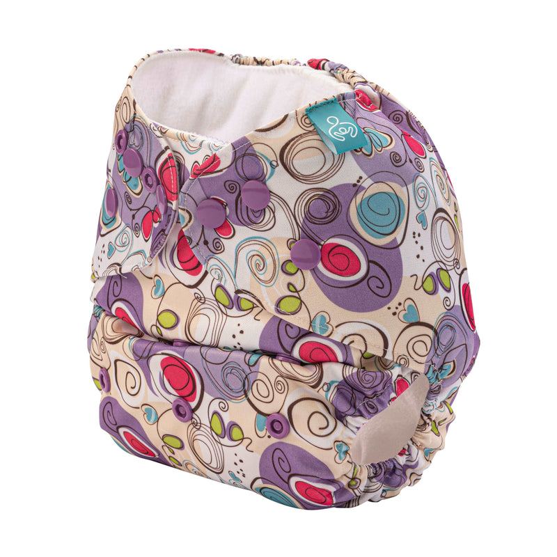 Bumberry Adjustable Violet Abstract Print Reusable Cloth Diaper Cover With 1 Wet Free Insert For Babies (3-36 Months)