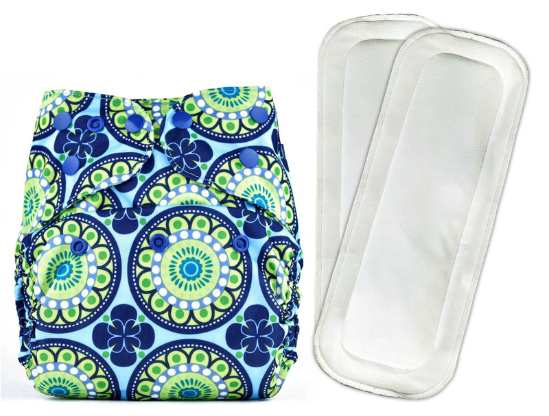 Bumberry Adjustable Abstract Reusable Cloth Diaper Cover With 2 Wet Free Inserts For Babies (3-36 Months)