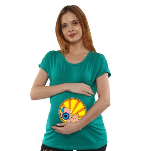 Silly Boom Women Pregnancy feeding Tshirt with Music baby Printed Design