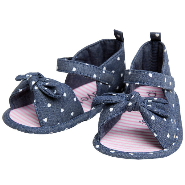 Cot and Candy Playette Girls Denim Bow Sandal