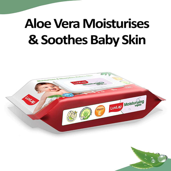 Luvlap Baby Wipes Aloevera With Lid 72s - The Kids Circle