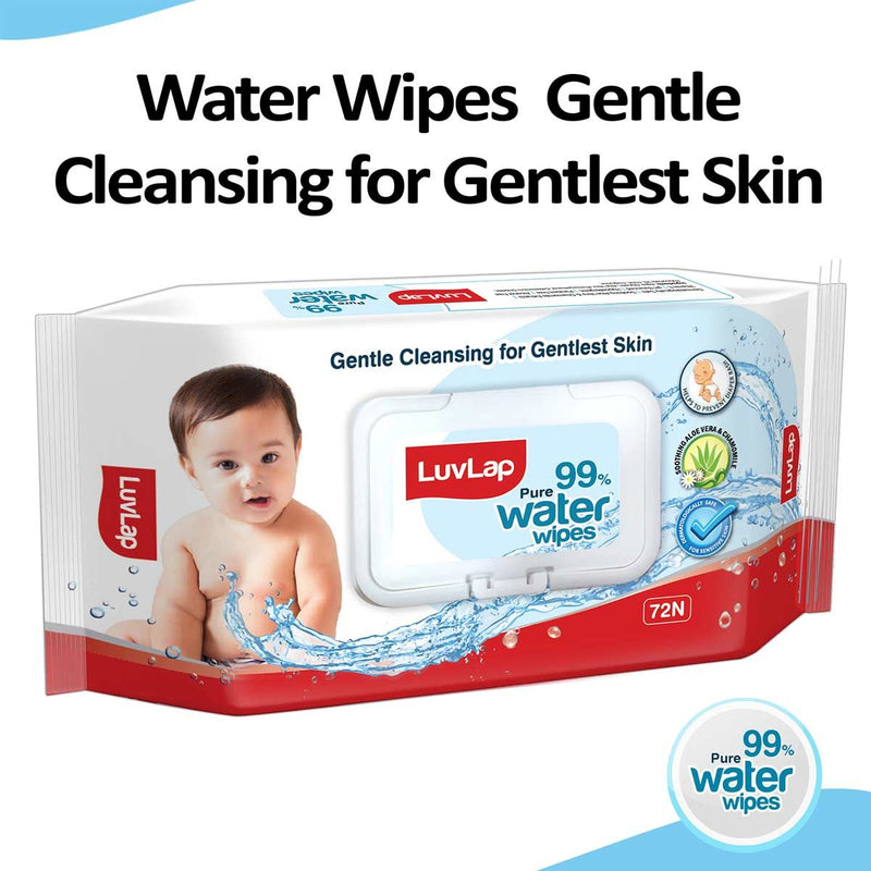 Luvlap Baby Wipes Water with Lid 72s - The Kids Circle