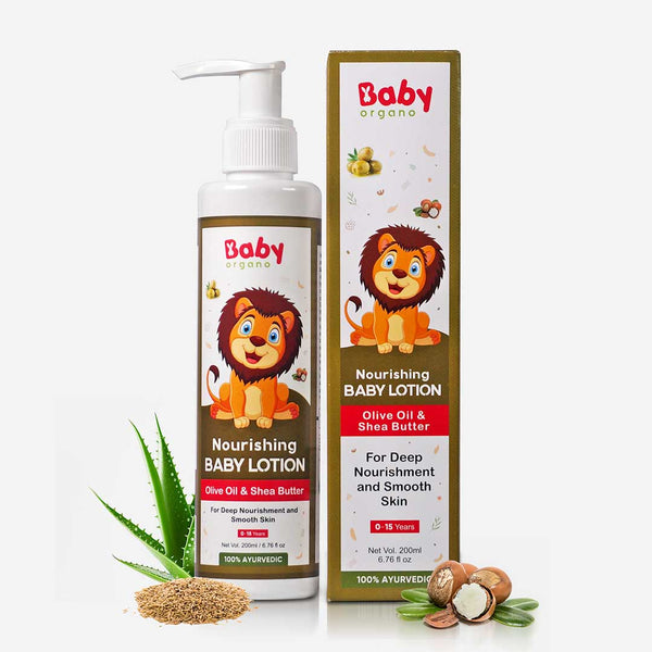 Babyorgano Natural Baby Body Lotion - Nourish and Protect New Born Babies, Kids Skin with Organic Ingredients, Free from Harsh Chemicals and Parabens 200ml