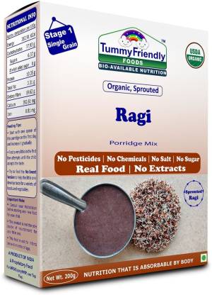 TummyFriendly Foods Certified 100% Organic Oats and Organic Sprouted Ragi Porridge Mixes ,200g Each, 2 Packs Cereal (400 g, Pack of 2)