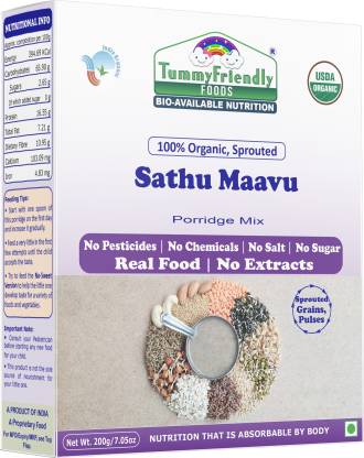 TummyFriendly Foods Certified Organic Multi-Grain, 100% Organic Sprouted Ragi, Oats, Red Lentil, Banana and 100% Organic Sathu Maavu Porridge Mixes,200g Each, 3Packs Cereal (600 g, Pack of 3)