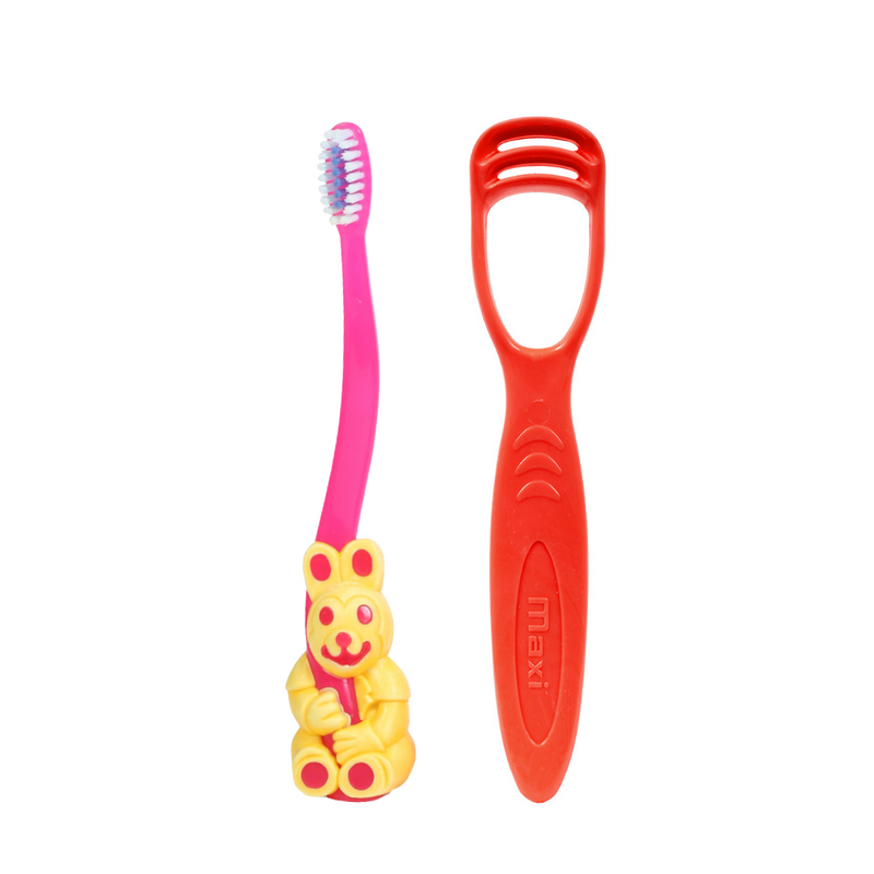 Maxi Oral Care Junior Pack Of 8-(4 Kids) Bingo Junior Toothbrush & (4 Tc) 1 Number Tongue Cleaner