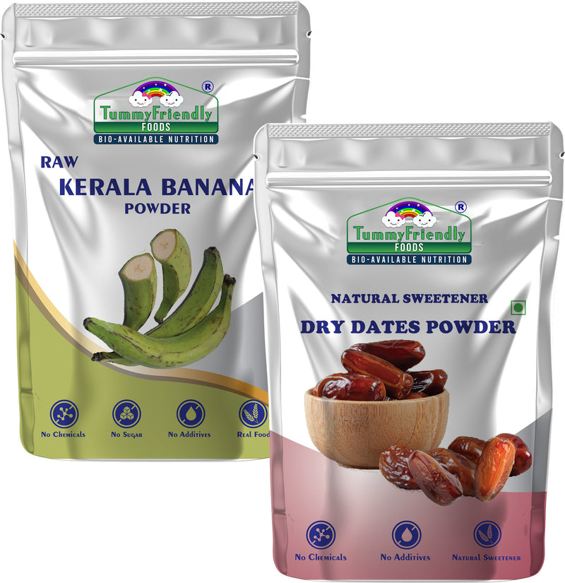 TummyFriendly Foods Dry Dates Powder and Raw Kerala Banana Powder Cereal (200 g, Pack of 2)