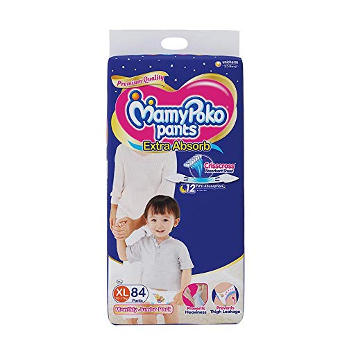 Click to open expanded view MamyPoko Pants Extra Absorb Diaper Monthly Jumbo Pack (12-17 Kg), Extra Large (Pack of 84)