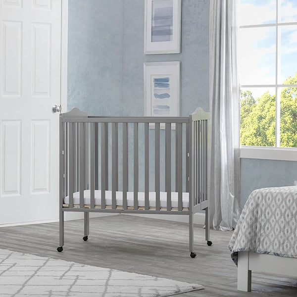 Cot and Candy Delta Children Portable Folding Crib With Mattress, Grey