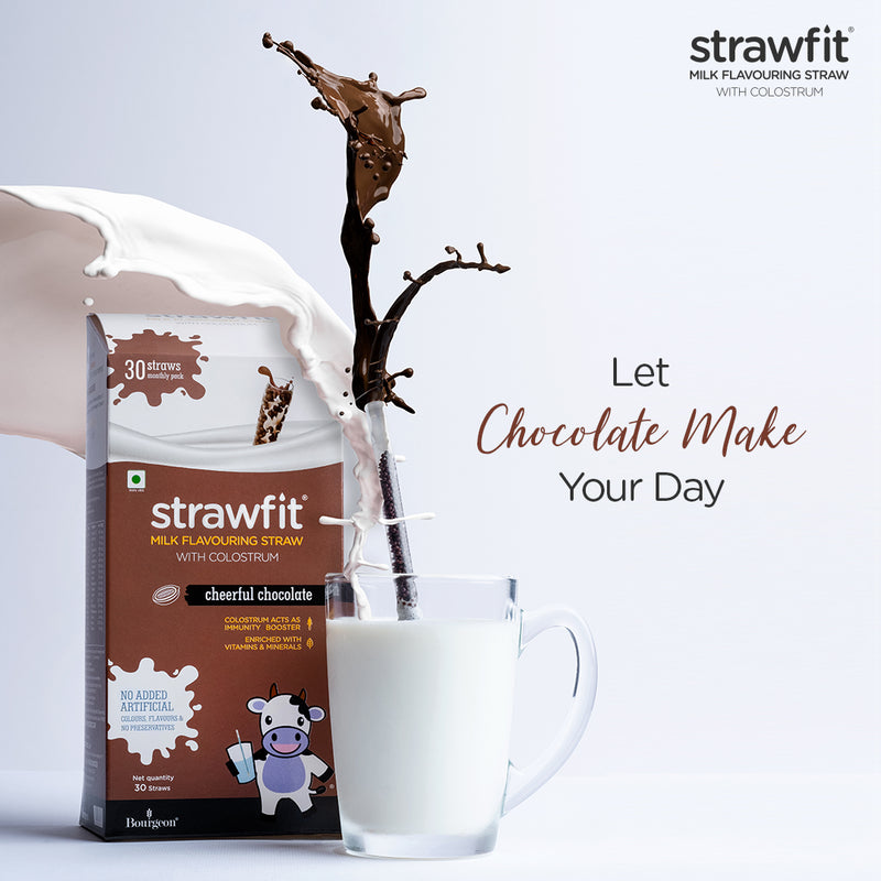 Strawfit Chocolate, Milk Flavoring Straw With Colostrum For Kids' Immunity, Health And Nutrition