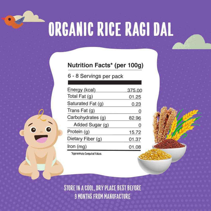 Timios Organic Rice, Ragi & Dal Porridge-400g(Pack of 2)