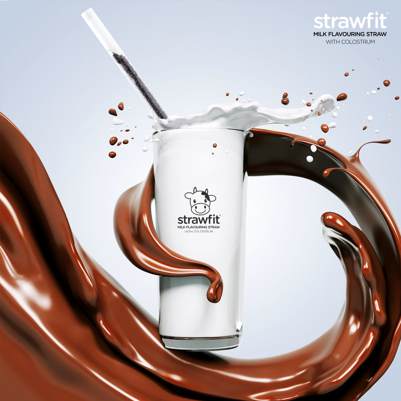Strawfit Chocolate, Milk Flavoring Straw With Colostrum For Kids' Immunity, Health And Nutrition