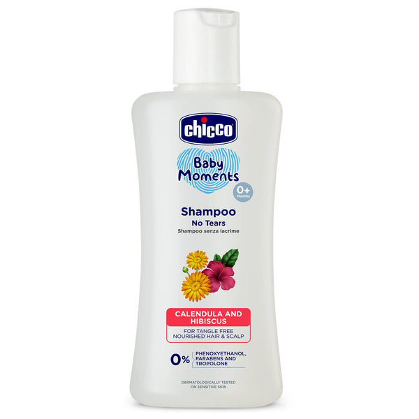 Chicco Baby Moments Shampoo for Tear-Free Bath Times, New Advanced Formula with Natural Ingredients, Suitable for Baby’s Tangle Free, Smooth Hair, No Phenoxyethanol and Parabens (200ml)