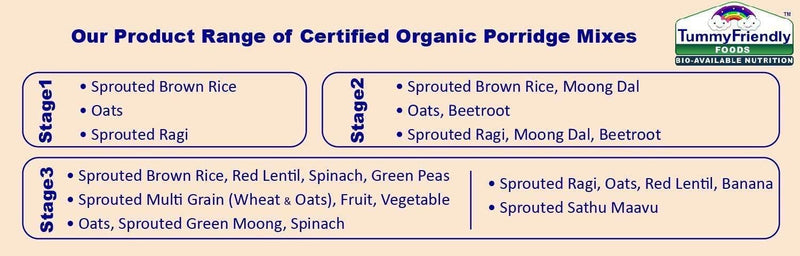 TummyFriendly Foods Certified 100% Organic Sathu Maavu, Sprouted Multi Grain Porridge Mixes ,Made of Sprouted Whole Grains, Pulses & Nuts,200g Each, 2Packs Cereal (400 g, Pack of 2)