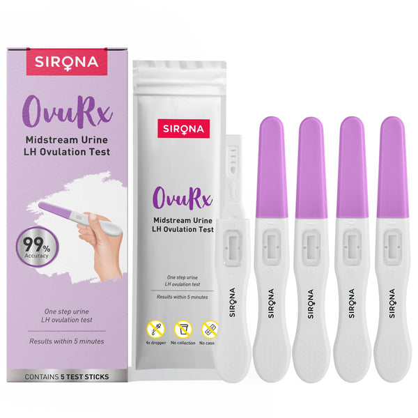 Sirona OvuRx Midstream Urine LH Ovulation Test Kit for Women | Pregnancy Planning & Fertility Test | Rapid & Accurate Results in 5 Mins | Single Step Ovulation Kit Pack for Home