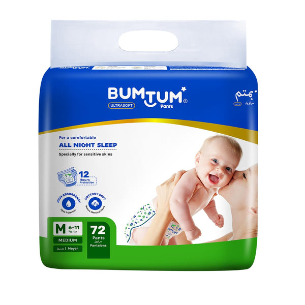 Bumtum Baby Diaper Pants, Double Layer Leakage Protection Infused With Aloe Vera, Cottony Soft High Absorb Technology