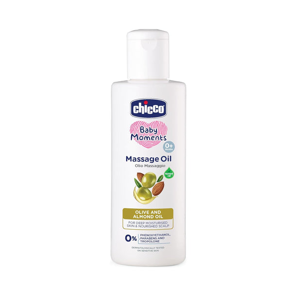 Chicco Baby Moments Massage Oil, New Advanced Non-sticky & Moisturizing Formula with Natural Ingredients to Prevent Dryness, Suitable for Baby’s Skin, Hair & Scalp, No Phenoxyethanol & Parabens (200ml)