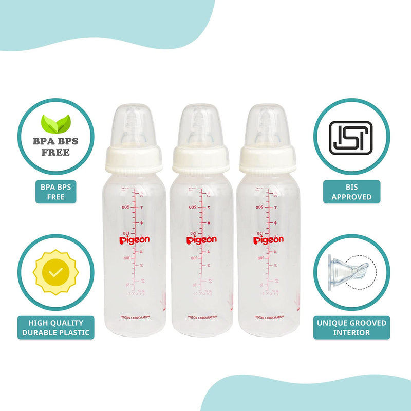 Pigeon PP Bottle 4+ month, White, 240ml (Pack of 3)