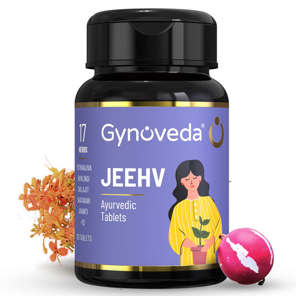 Gynoveda Jeehv with Putrajeevak Beej and Shivlingi Beej Ayurvedic Tablet for Pregnancy Support (1 Month Pack)