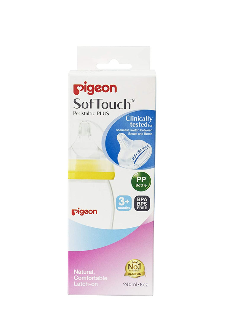 Pigeon SofTouch Glass bottle with Nipple, 3+ month , Green, 240ml