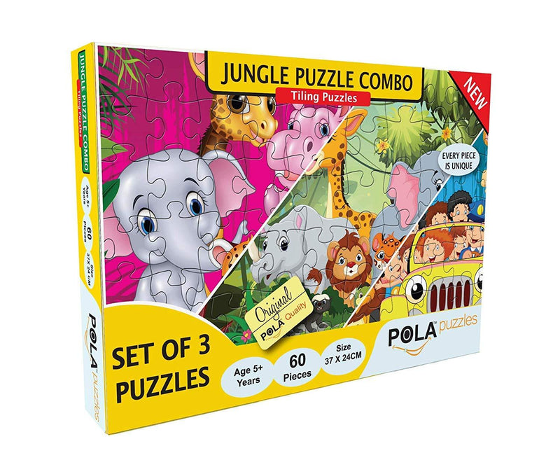 Pola Puzzles 60 Pieces Tiling Puzzles (Jigsaw Puzzles, Puzzles For Kids, Floor Puzzles), Puzzles For Kids Age 5 Years And Above. Size: 37 Cm X 24 Cm (Jungle Combo & Jungle Franceiends Combo) - The Kids Circle