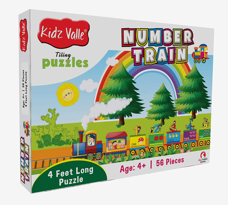 Kidz Valle Number Train 4 Feet Long 56 Piece Tiling Puzzles ( Jigsaw Puzzles , Puzzles For Kids, Floor Puzzles ), Puzzles For Kids Age 4 Years And Above. Size: 28.5 Cm X 28.5 Cm - The Kids Circle