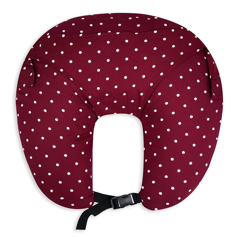 Dormyo Cradle Breast Feeding/Nursing Pillow (with Belt) Multifunction Pillow with 5 Different uses; 1 Year Warranty, Printed Water Resistant Cover Filled with 1 Kg Microfiber: Red Polka