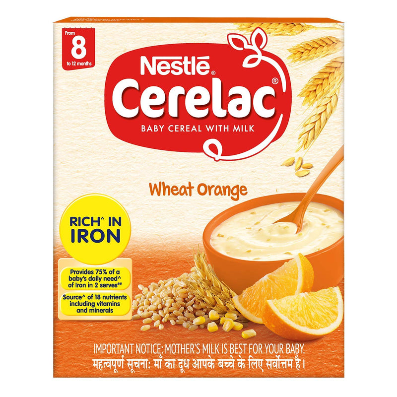 NestlÃƒÂ© CERELAC Baby Cereal with Milk, Wheat Orange Ã¢â‚¬â€œ From 8 Months, 300g Bag-In-Box Pack - The Kids Circle