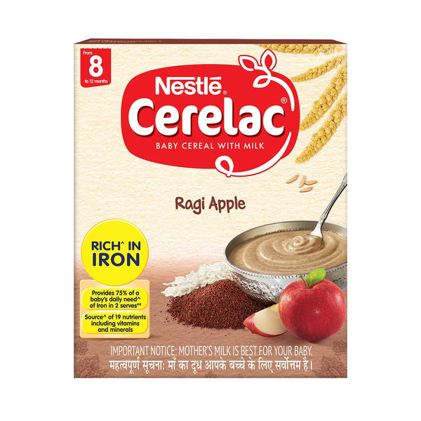 NestlÃƒÂ© CERELAC Baby Cereal with Milk, Ragi Apple Ã¢â‚¬â€œ From 8 to 12 Months, 300g Bag-In-Box Pack - The Kids Circle