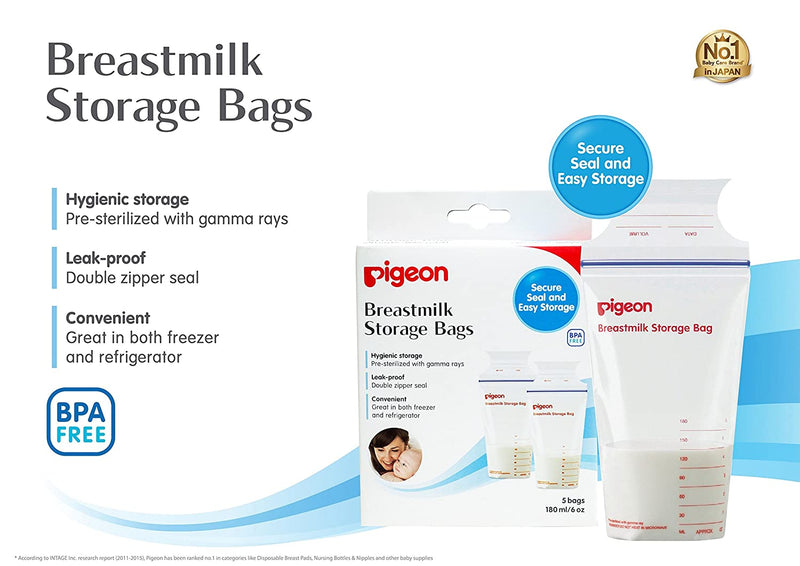 Pigeon Breastmilk Storage Bags ,5U of 180ml each