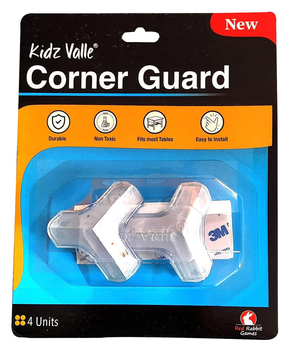 Kidz Valle Baby Proofing Corner Guards (Pack of 4 Pieces) Self Adhesive Corner Protectors Furniture I Child Safety Infant Bump Protector Edge Guards, L Shape, Transparent