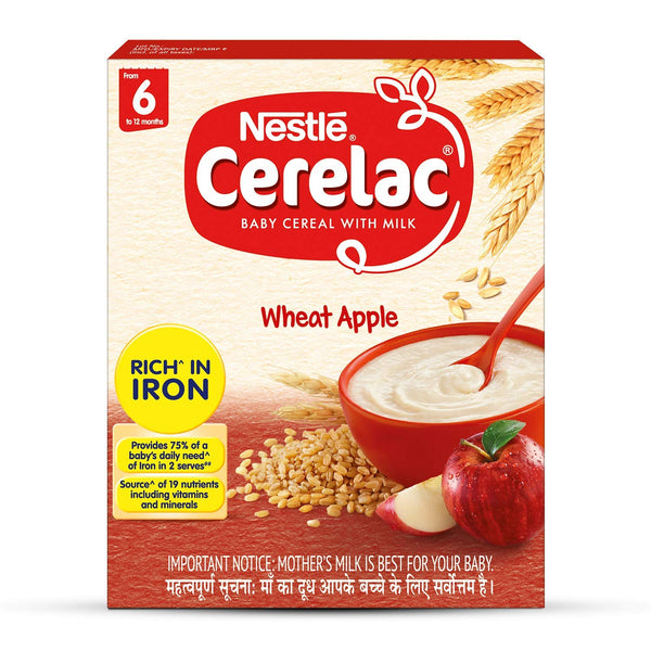 NestlÃƒÂ© CERELAC Baby Cereal with Milk, Wheat Apple Ã¢â‚¬â€œ From 6 Months, 300g Bag-In-Box Pack - The Kids Circle