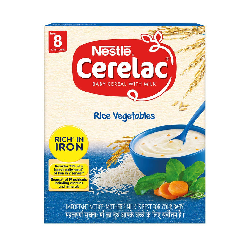 NestlÃƒÂ© CERELAC Baby Cereal with Milk, Rice Vegetables Ã¢â‚¬â€œ From 8 Months, 300g Bag-In-Box Pack - The Kids Circle