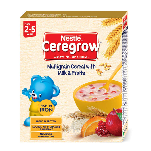 NestlÃƒÂ© CEREGROW Fortified Multigrain Cereal with Milk and Fruits, 300g Bag-In-Box Pack - The Kids Circle