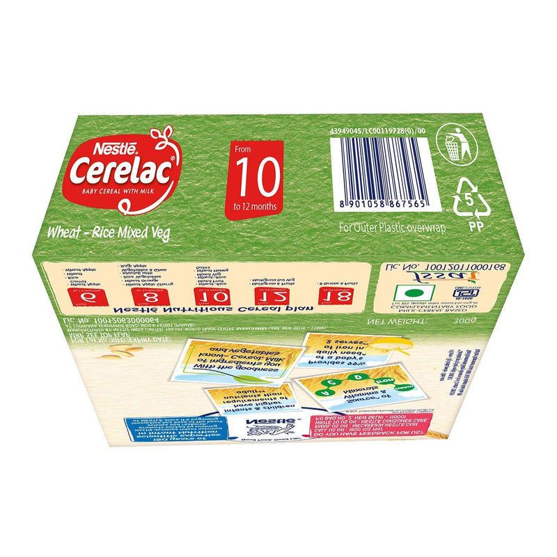 NestlÃƒÂ© CERELAC Baby Cereal with Milk, Wheat-Rice Mixed Veg Ã¢â‚¬â€œ From 10 Months, 300g Bag-In-Box Pack - The Kids Circle