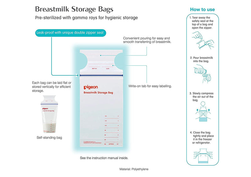 Pigeon Breastmilk Storage Bags ,5U of 180ml each