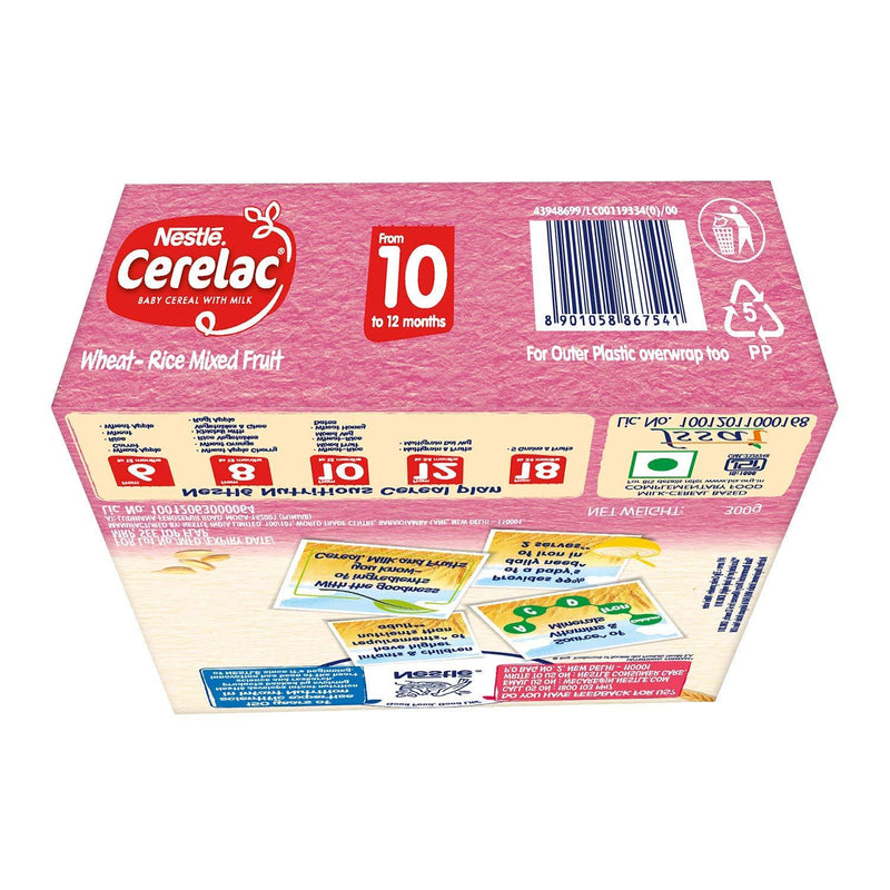 NestlÃƒÂ© CERELAC Baby Cereal with Milk, Wheat-Rice Mixed Fruit Ã¢â‚¬â€œ From 10 Months, 300g Bag-In-Box Pack - The Kids Circle